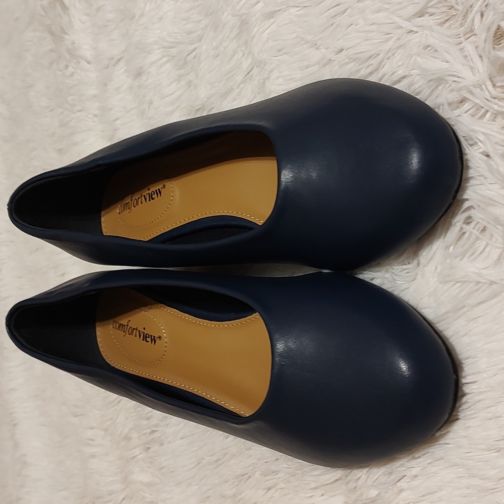 *Like New* Comfortview Vida Low-Heeled Pumps Navy Blue Faux Leather Office 9.5W - Picture 2 of 8